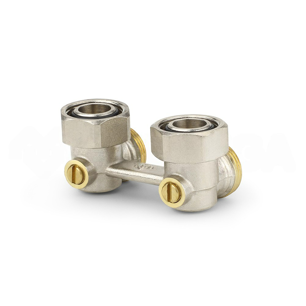 VM14011 Узел нижнего подключения Varmega, 3/4"EKх3/4"EK НР-ВР, угловой, для двухтрубных систем