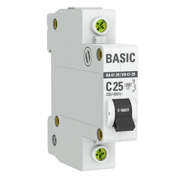 Автоматический выключатель 1P 25А (C) 4,5кА ВА 47-29 EKF Basic