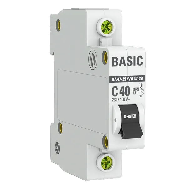 Автоматический выключатель 1P 40А (C) 4,5кА ВА 47-29 EKF Basic